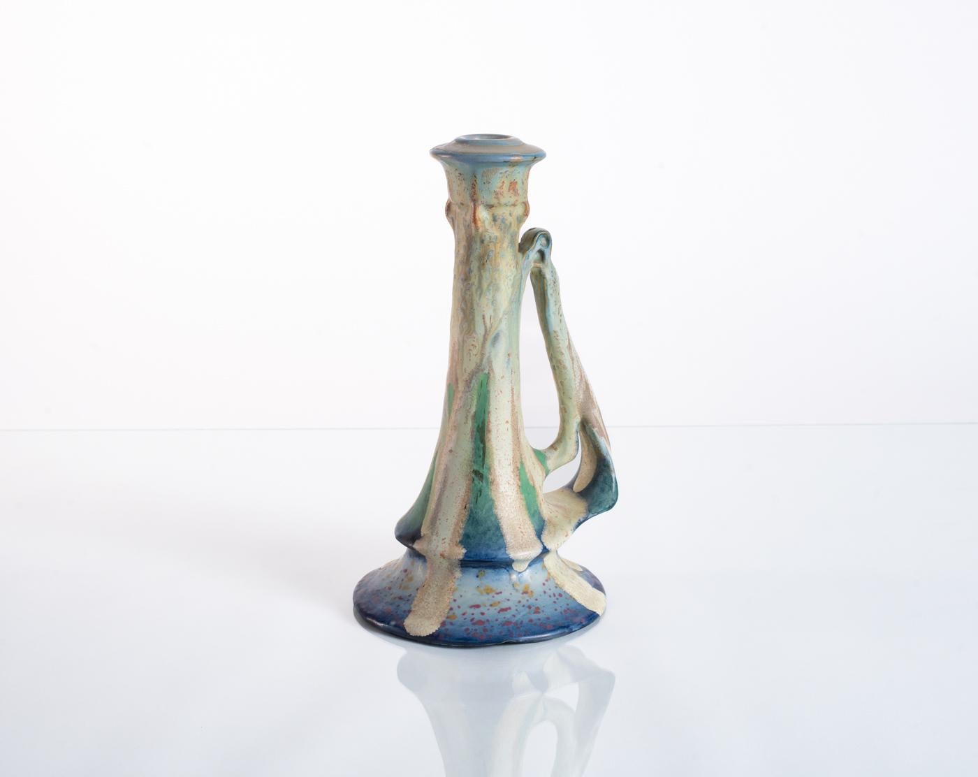 Amphora RStK Biomorphic Art Nouveau Ceramic Candlestick att. Paul Dachsel For Sale 1