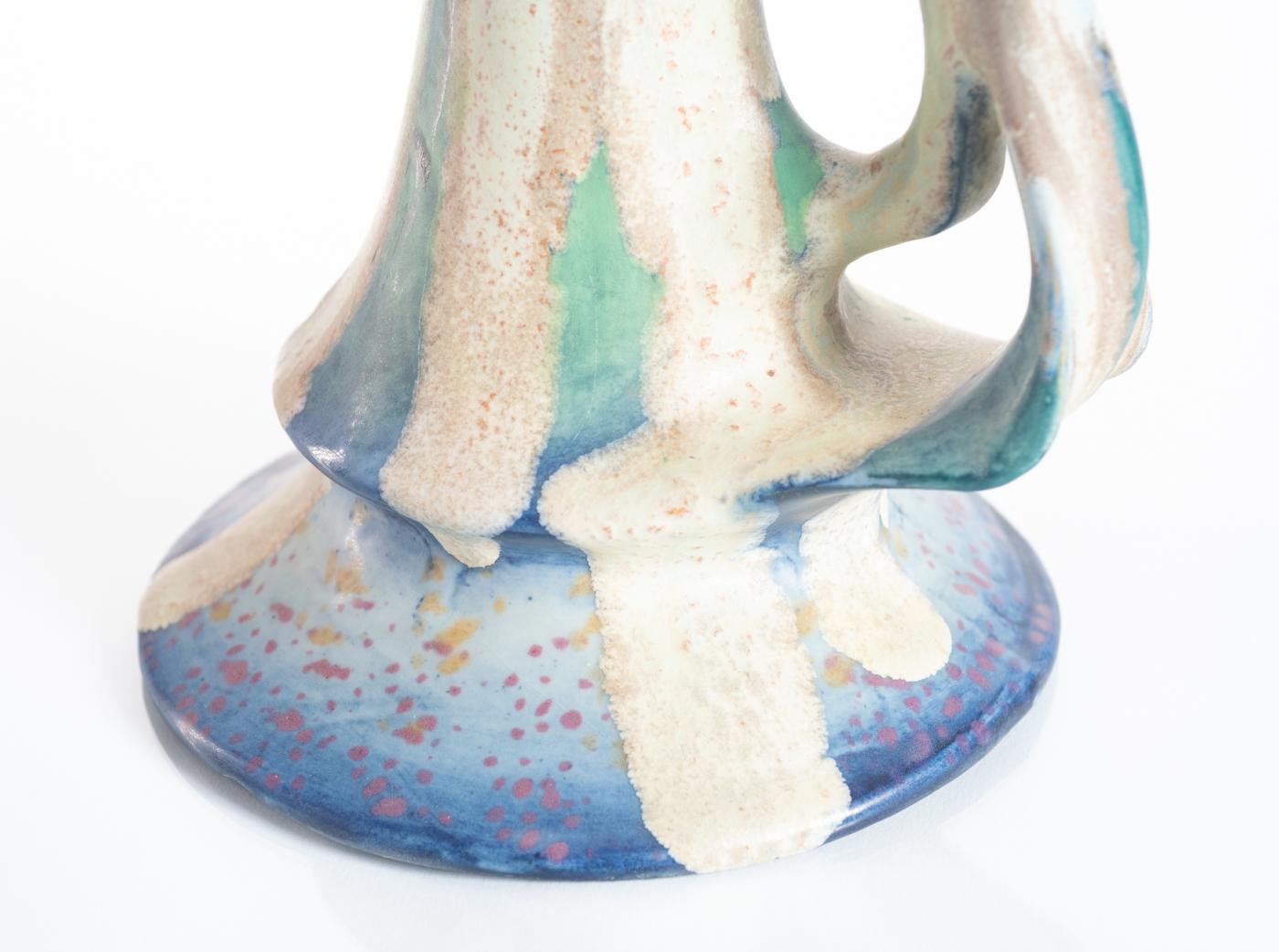 Amphora RStK Biomorpher Jugendstil-Kerzenständer aus Keramik att. Paul Dachsel im Angebot 2