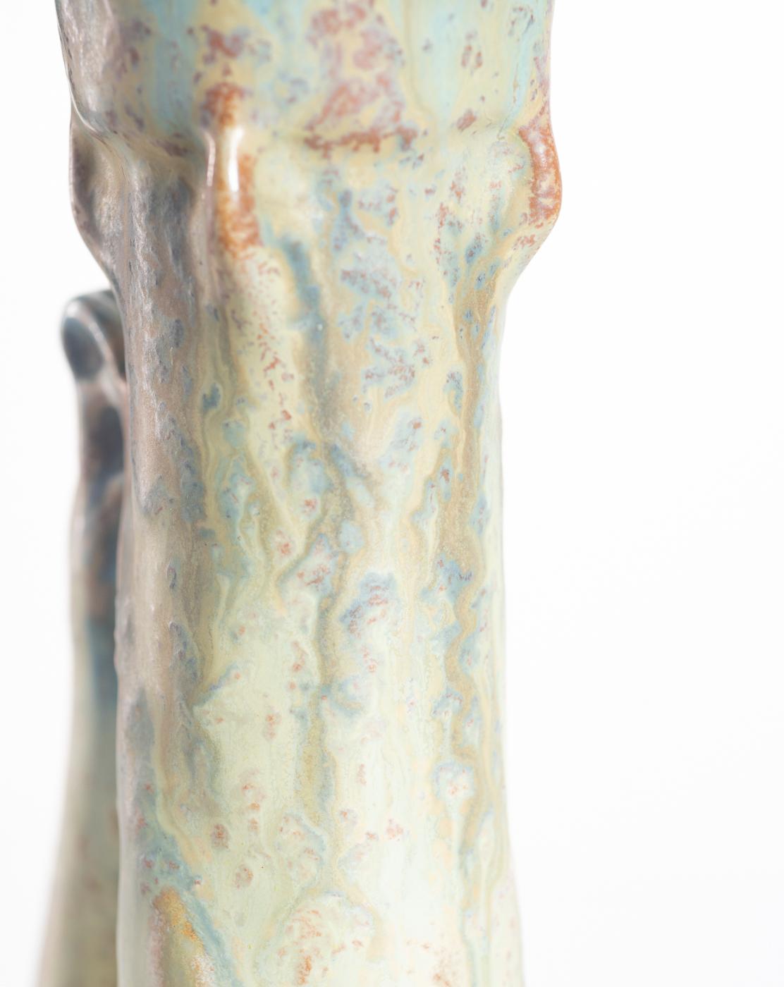 Amphora RStK Biomorpher Jugendstil-Kerzenständer aus Keramik att. Paul Dachsel im Angebot 3