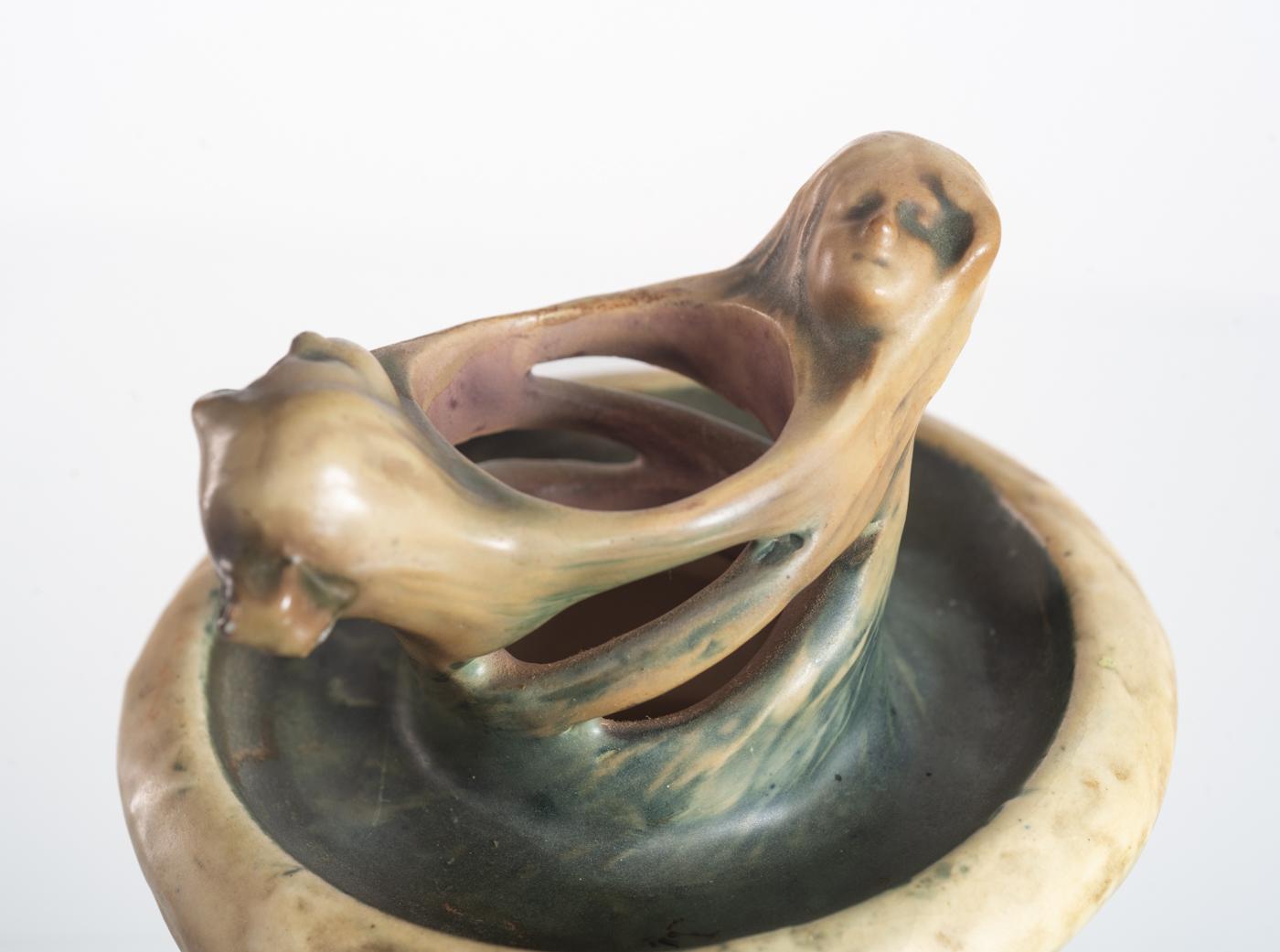 Amphora Mystical Art Nouveau Ceramic Candelstick World's Fair 1900 en vente 3
