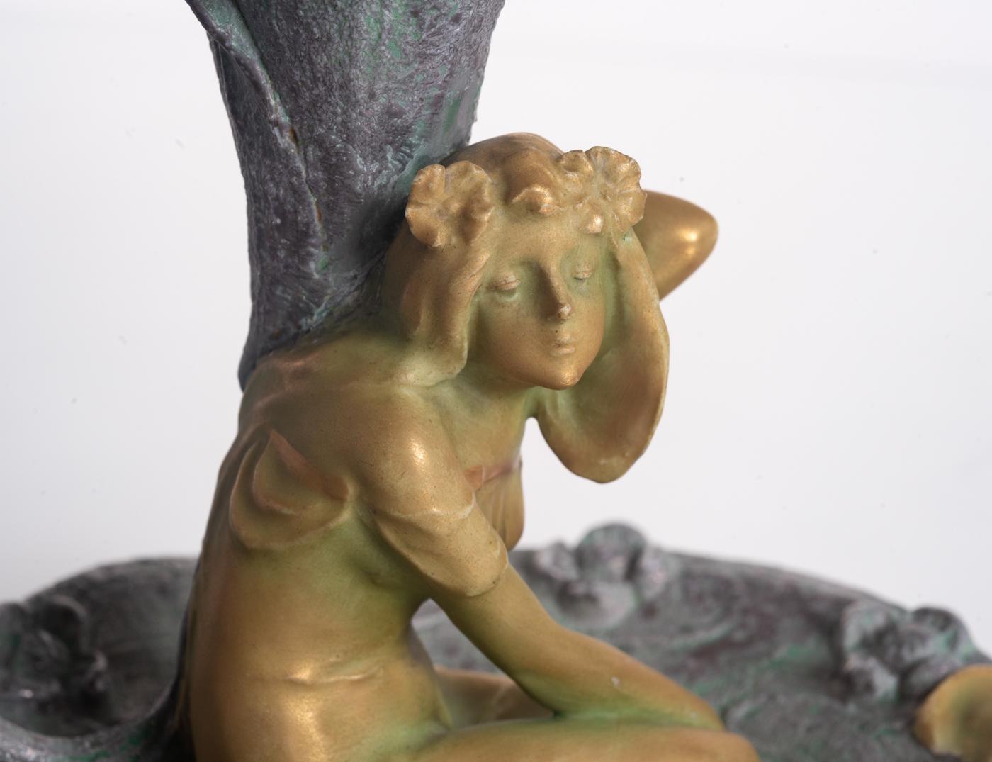 Ernst Wahliss Art Nouveau Iridescent Figural Candlestick For Sale 8