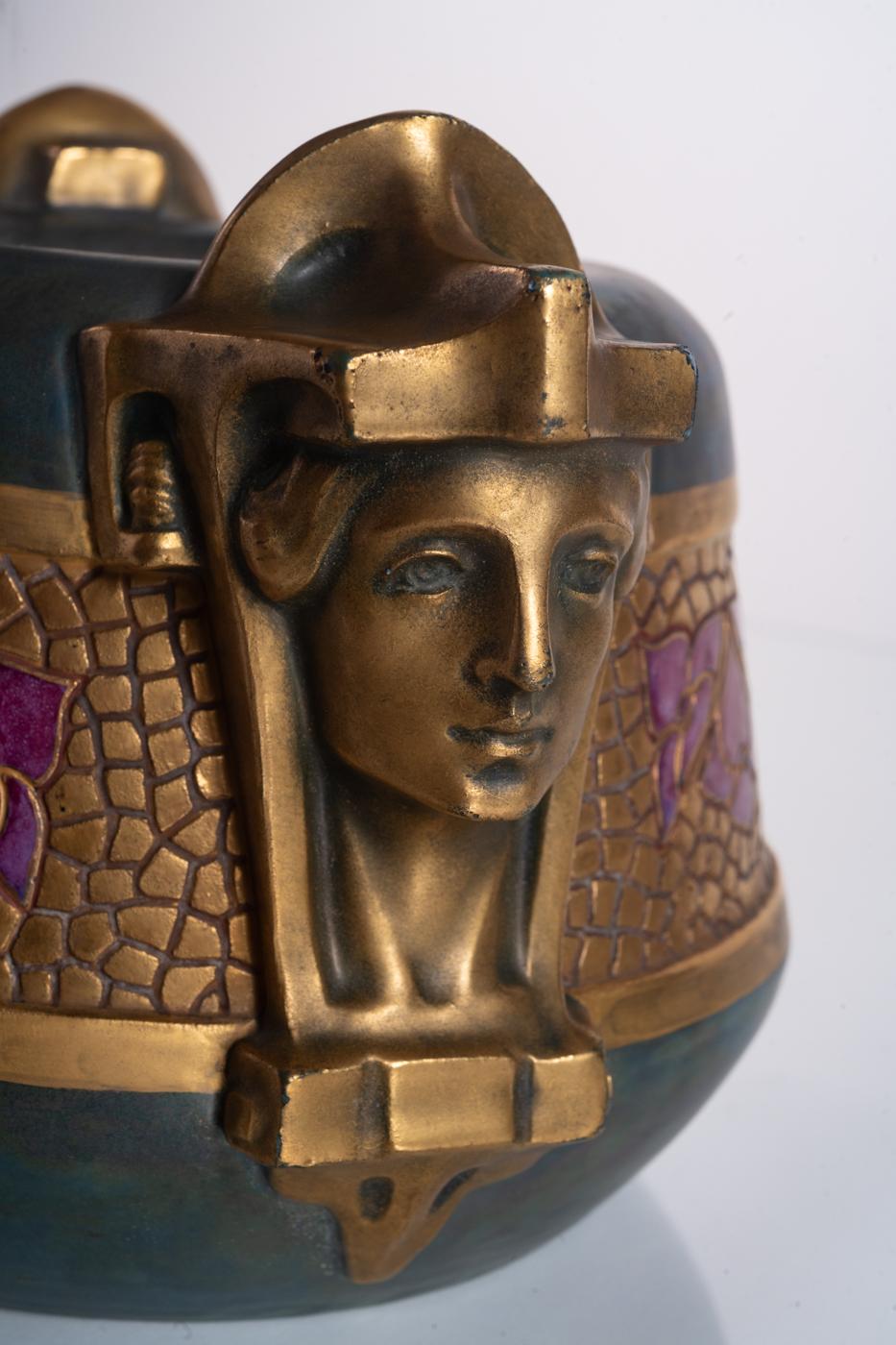 Art Nouveau Egyptian Sphinx Bowl by Ernst-Wahliss c. 1900 For Sale 6