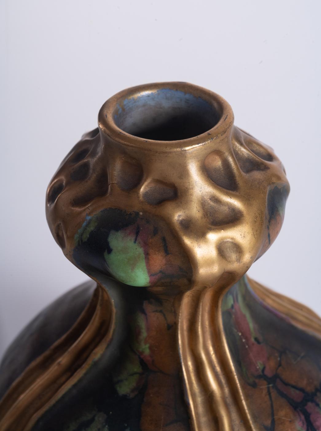 Jugendstil-Deko-Vase aus Konfetti von Amphora, um 1900 im Angebot 3