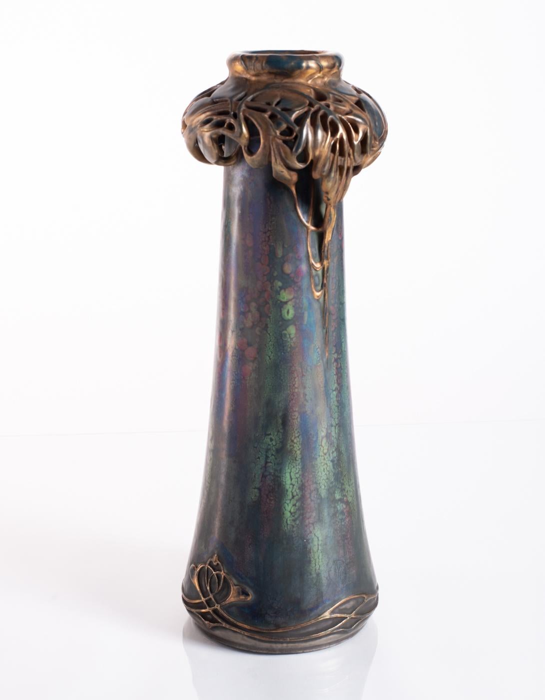 Blumenkranzvase von Paul Dachsel für Amphora, um 1900 – Art von RStK Amphora
