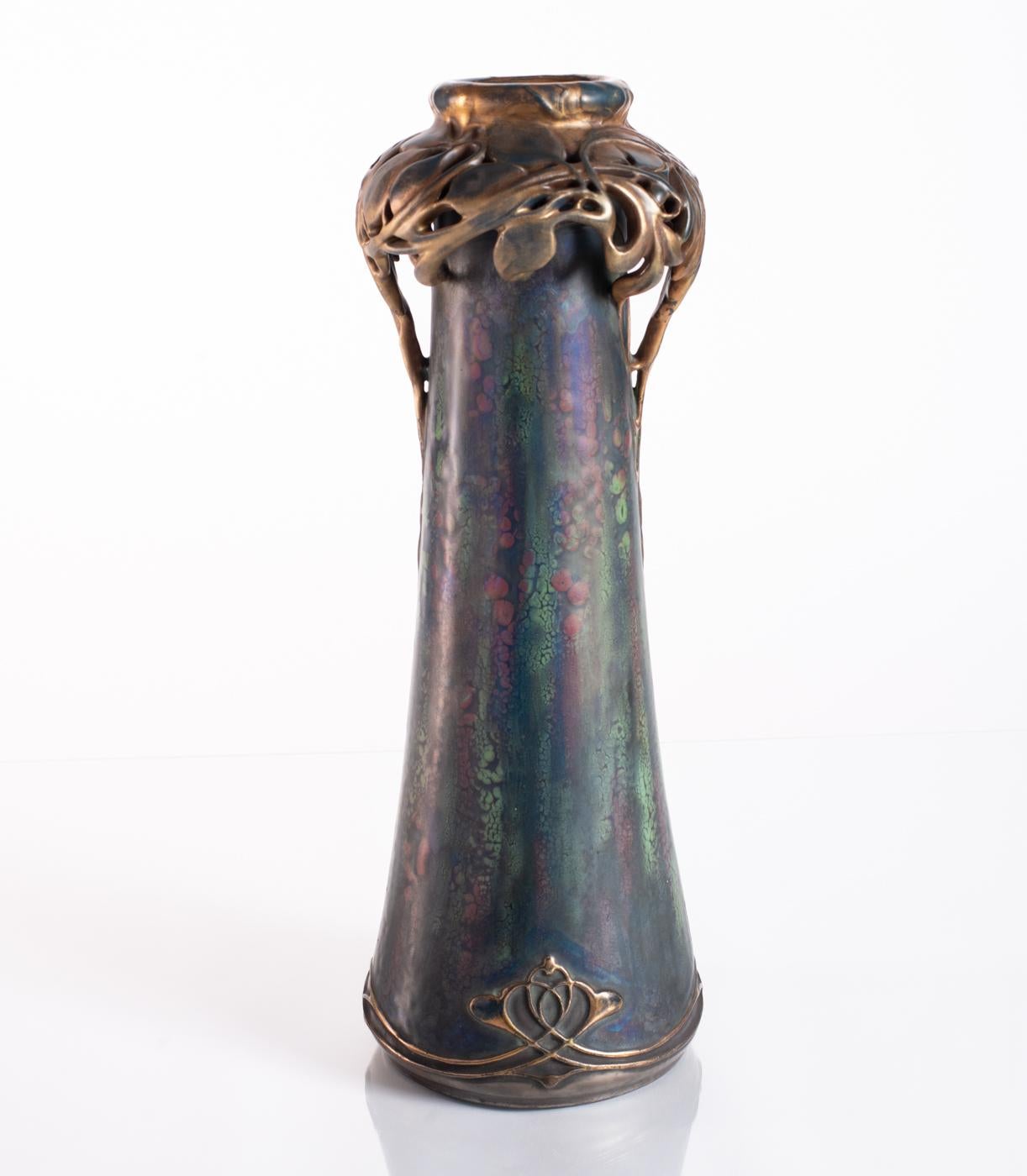 Floral Wreath Vase by Paul Dachsel for Amphora c. 1900 - Art Nouveau Art by RStK Amphora