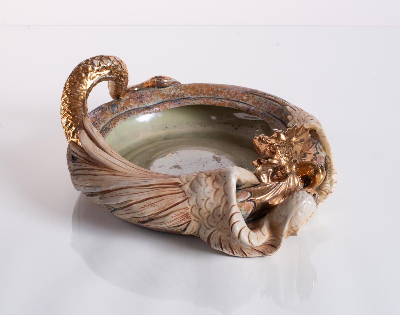 Ciotola con drago d'oro di Amphora, Art Nouveau, 1900 ca. in vendita 4