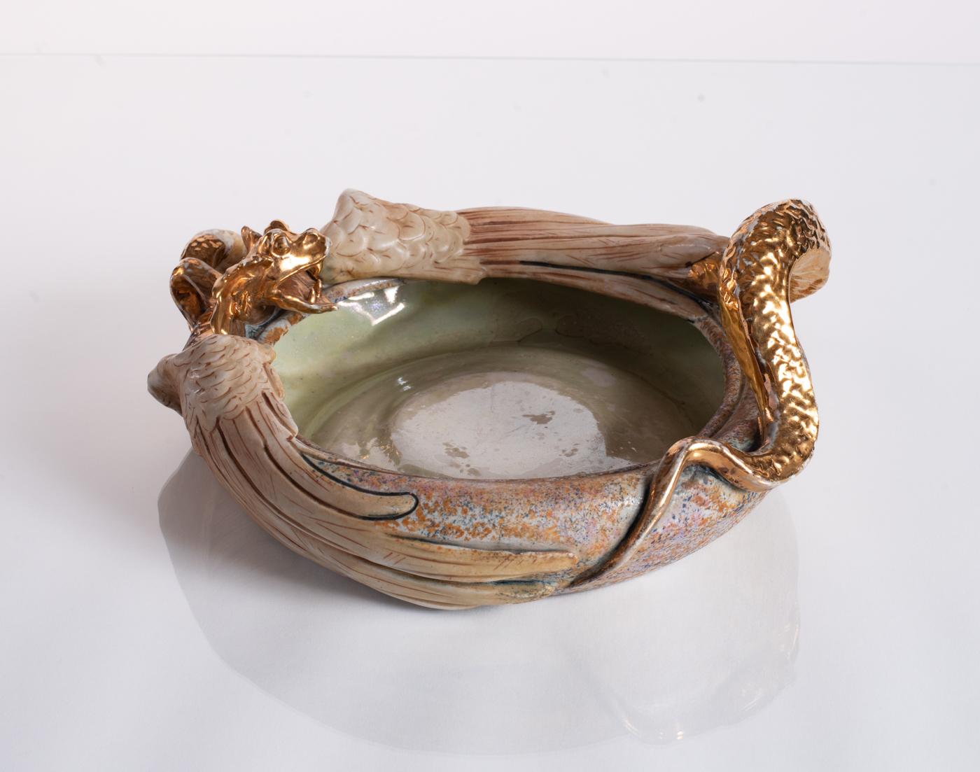 Golden Dragon Bowl by Amphora, Art Nouveau c. 1900 For Sale 7