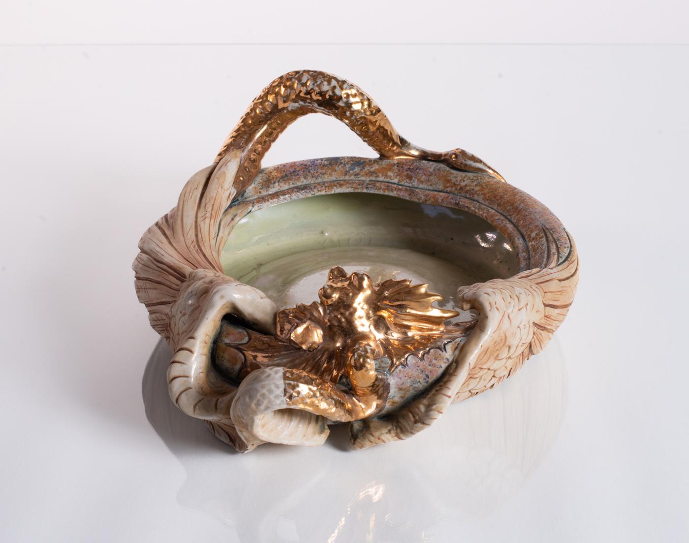 Golden Dragon Bowl by Amphora, Art Nouveau c. 1900 For Sale 5