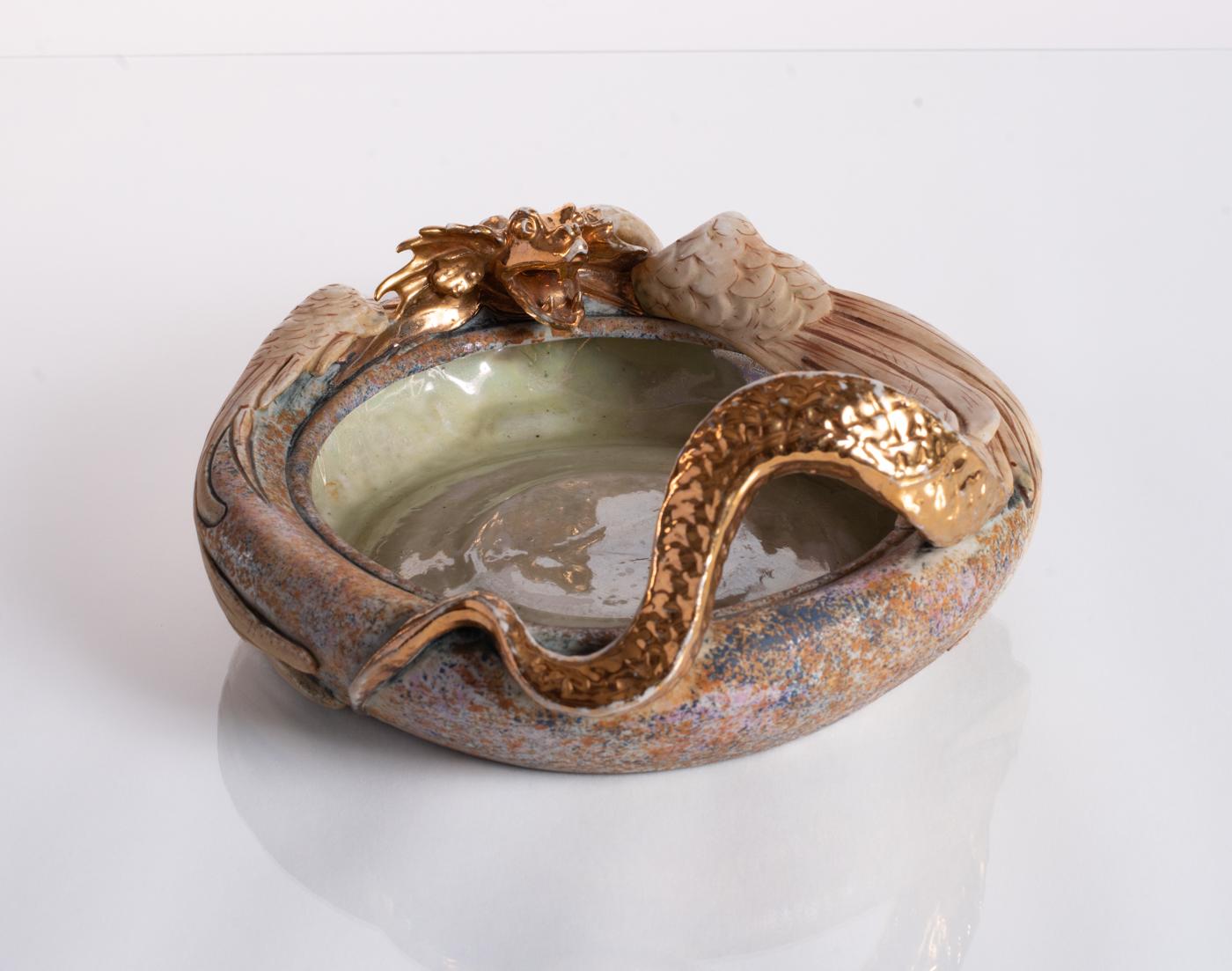 Golden Dragon Bowl by Amphora, Art Nouveau c. 1900 For Sale 2