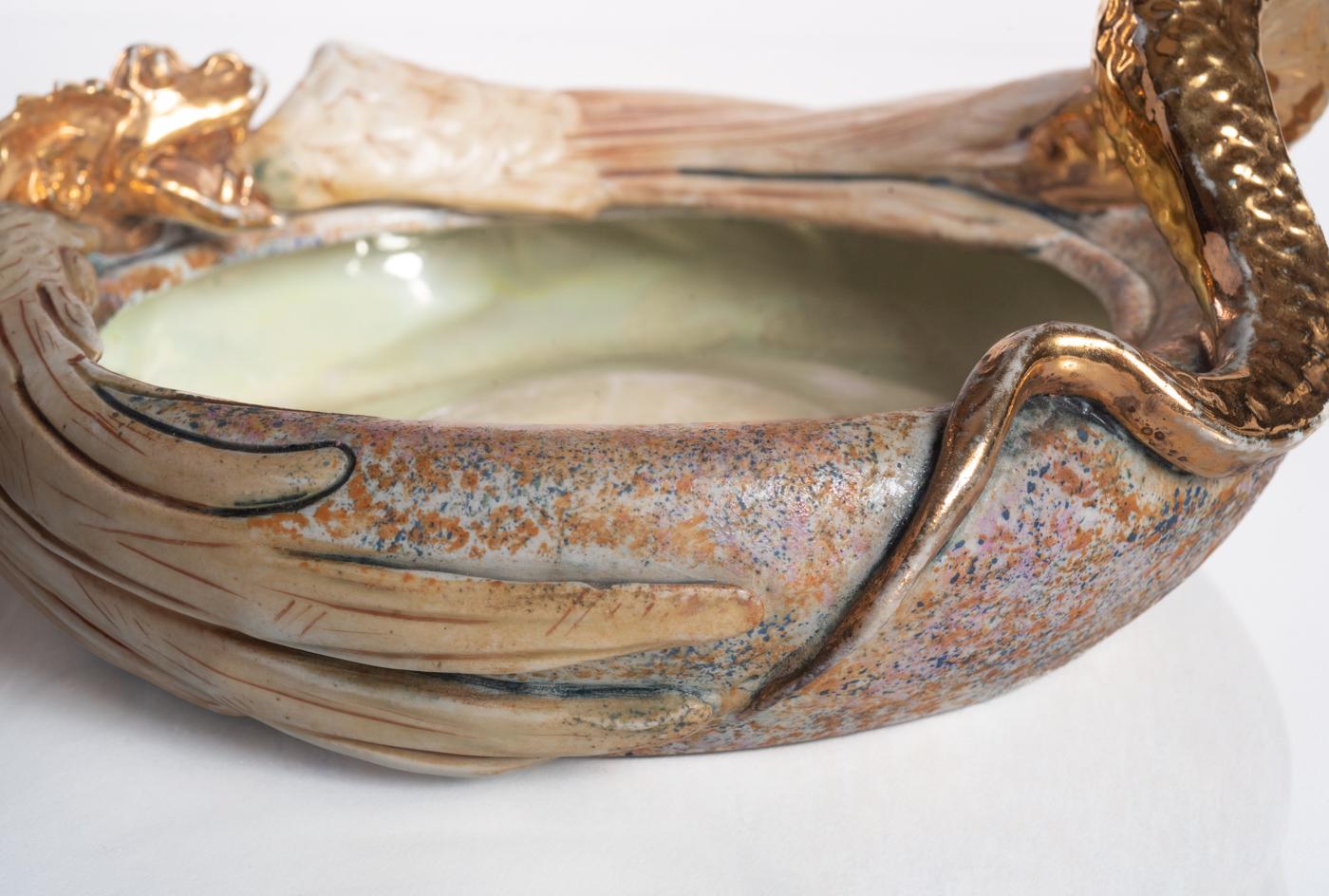 Golden Dragon Bowl by Amphora, Art Nouveau c. 1900 For Sale 11
