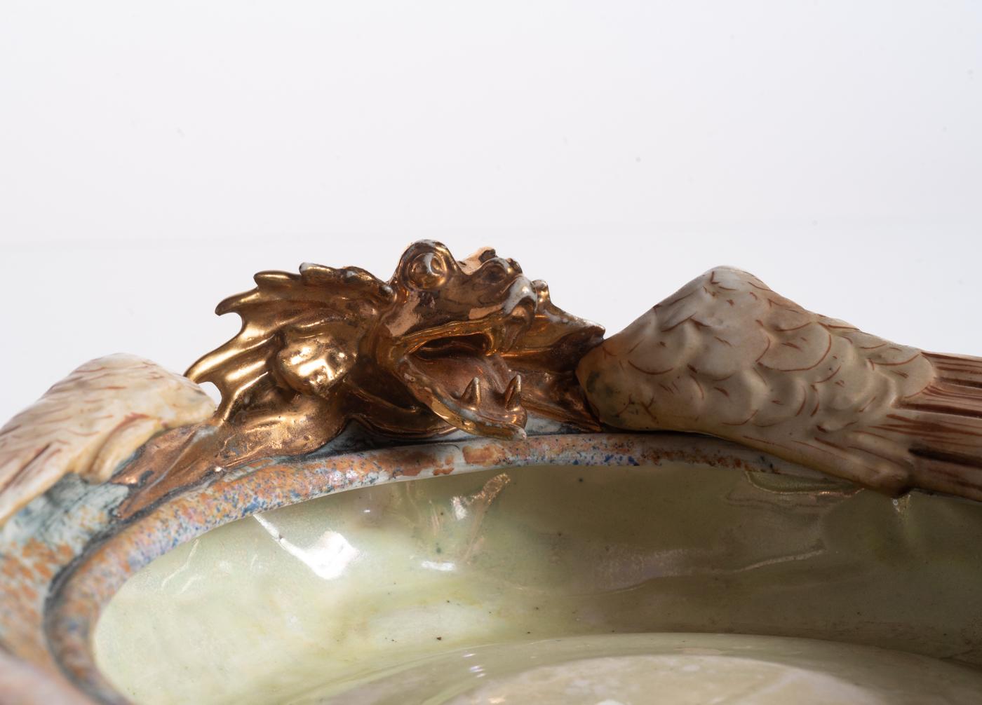 Golden Dragon Bowl by Amphora, Art Nouveau c. 1900 For Sale 15