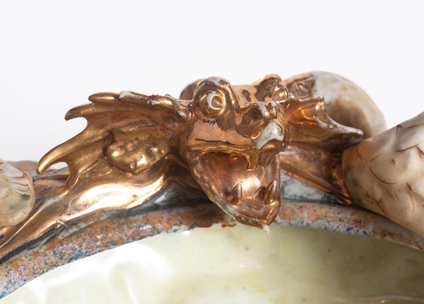 Golden Dragon Bowl by Amphora, Art Nouveau c. 1900 For Sale 3