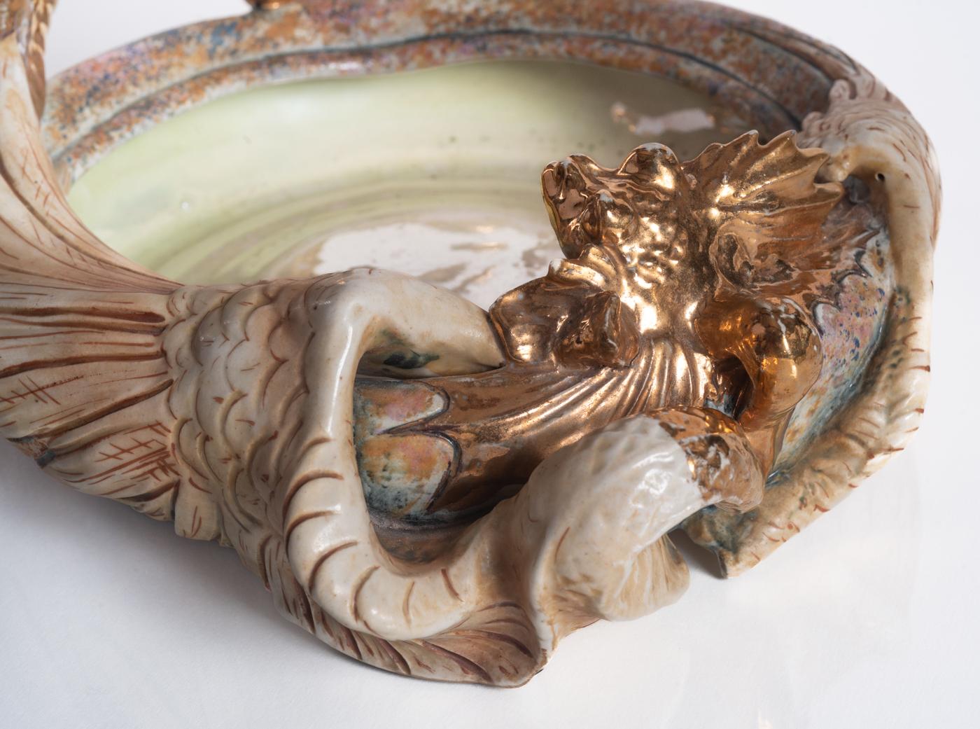 Golden Dragon Bowl by Amphora, Art Nouveau c. 1900 For Sale 13