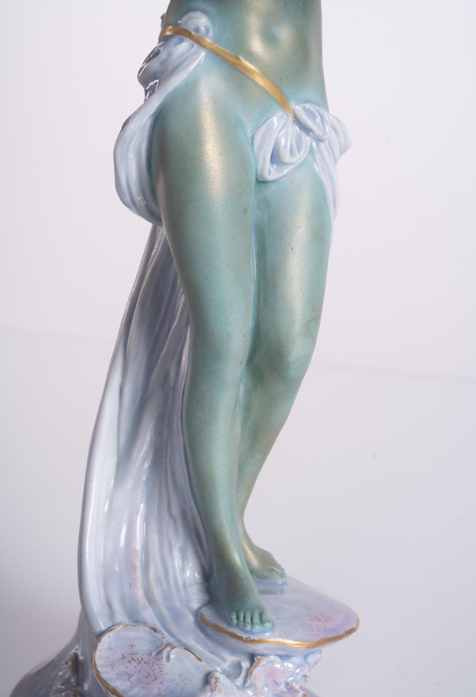Maiden with Lily Pad by Ernst-Wahliss, Art Nouveau c. 1900 For Sale 6