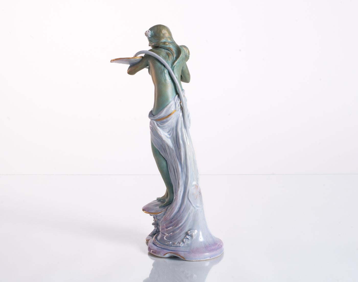 Maiden with Lily Pad by Ernst-Wahliss, Art Nouveau c. 1900 For Sale 8