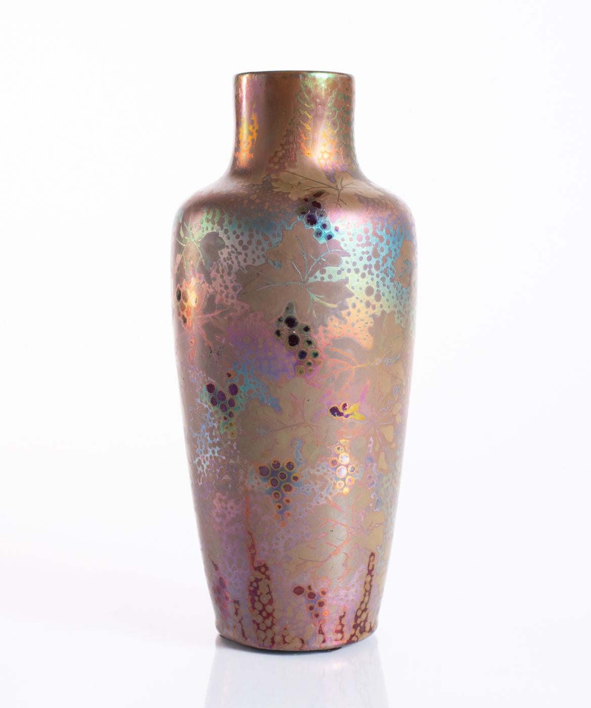 Grapevine Vase by Clement Massier, Art Nouveau c. 1900 For Sale 4