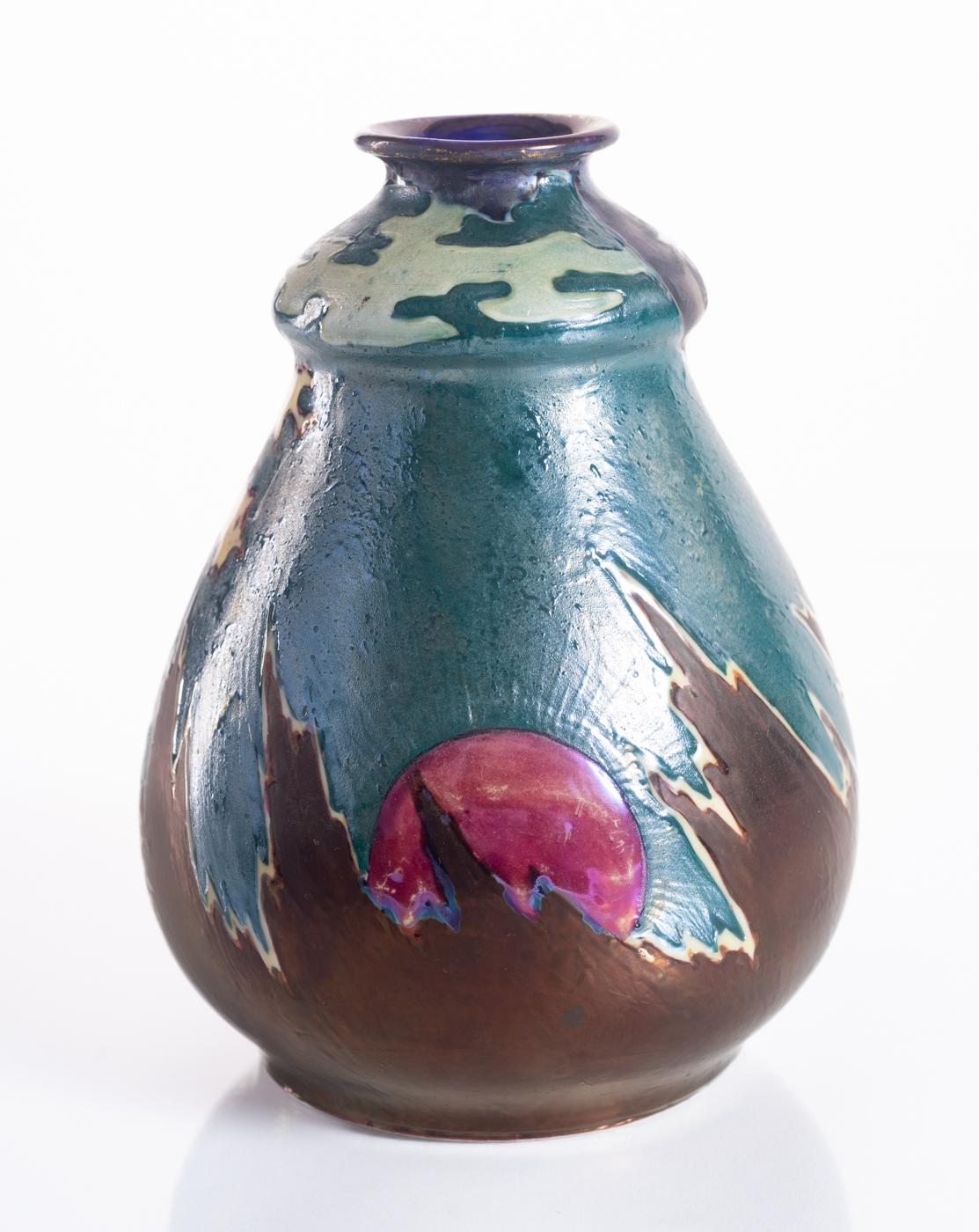 Vaso Mountain Sunset di Ernst Wahliss, Art Nouveau, 1900 ca. 9