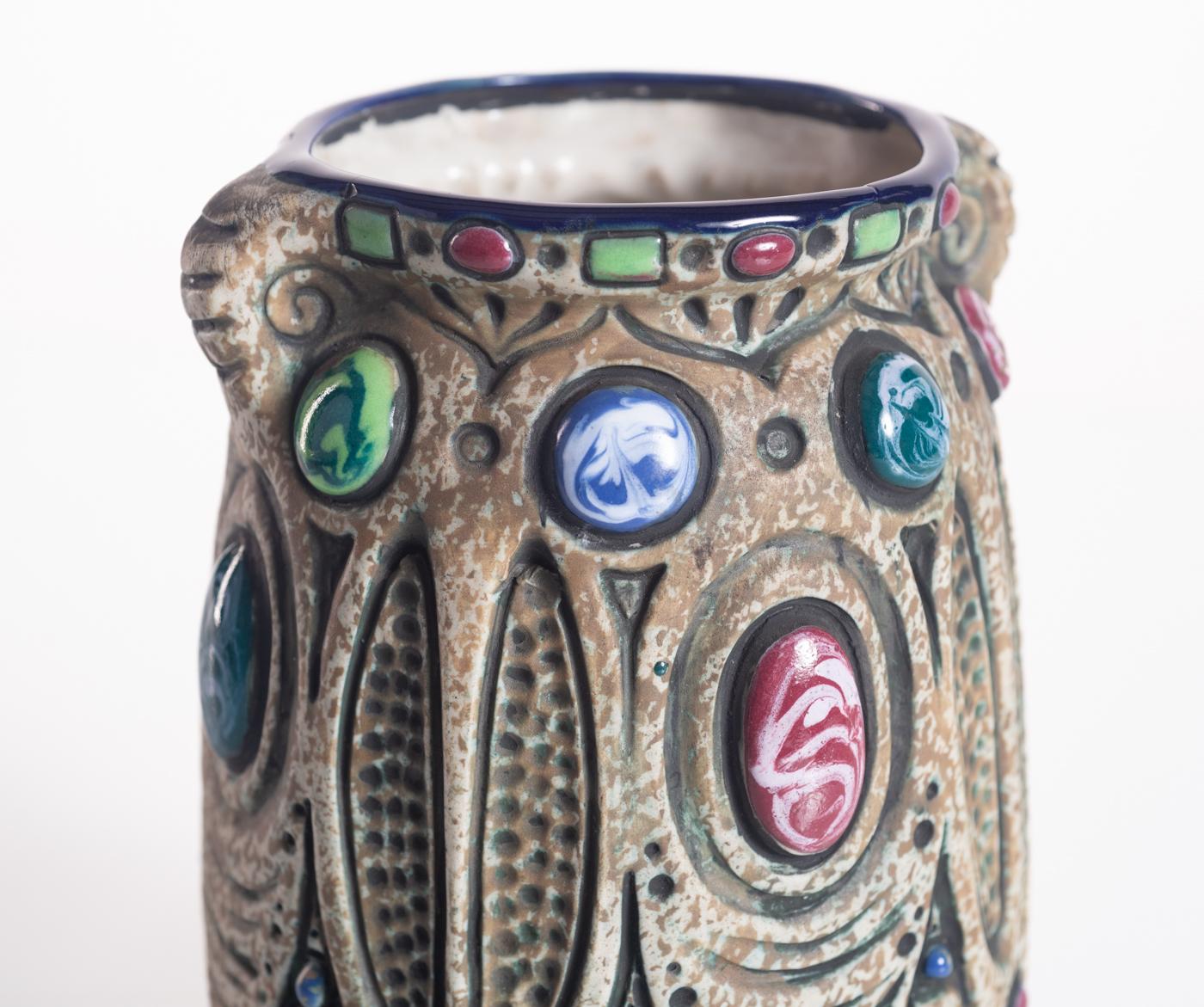 Cloisonné Folk Art Vase by Amphora, Art Nouveau c. 1910 For Sale 3