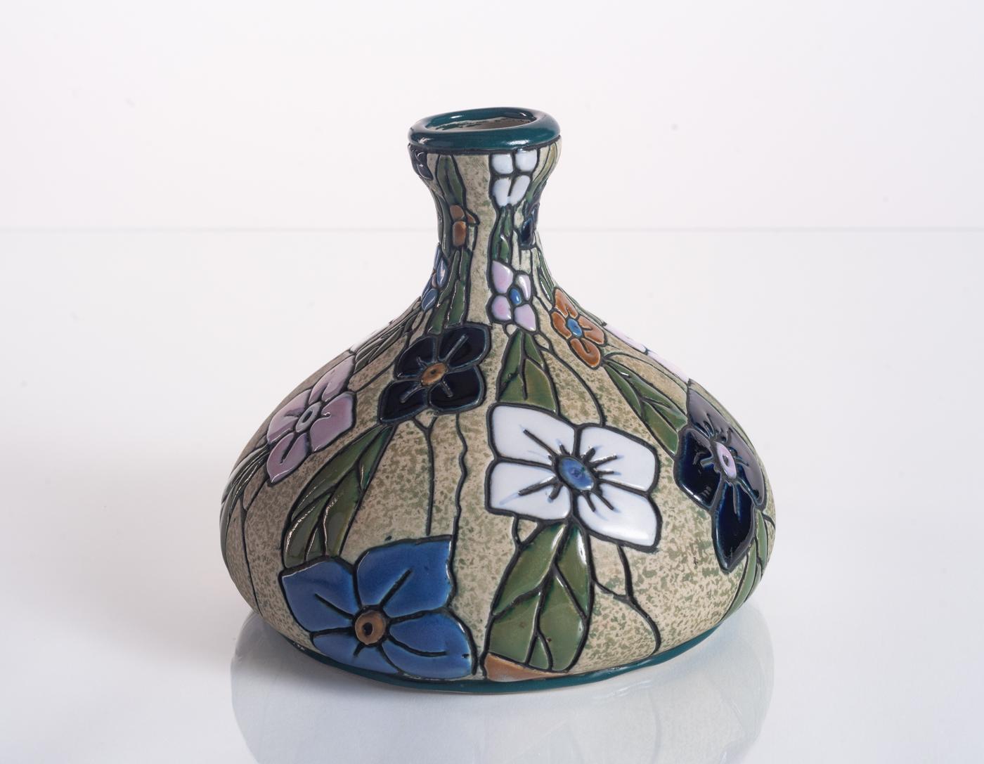 Cloisonné Flower Vase by Amphora, Art Nouveau c. 1910 For Sale 1
