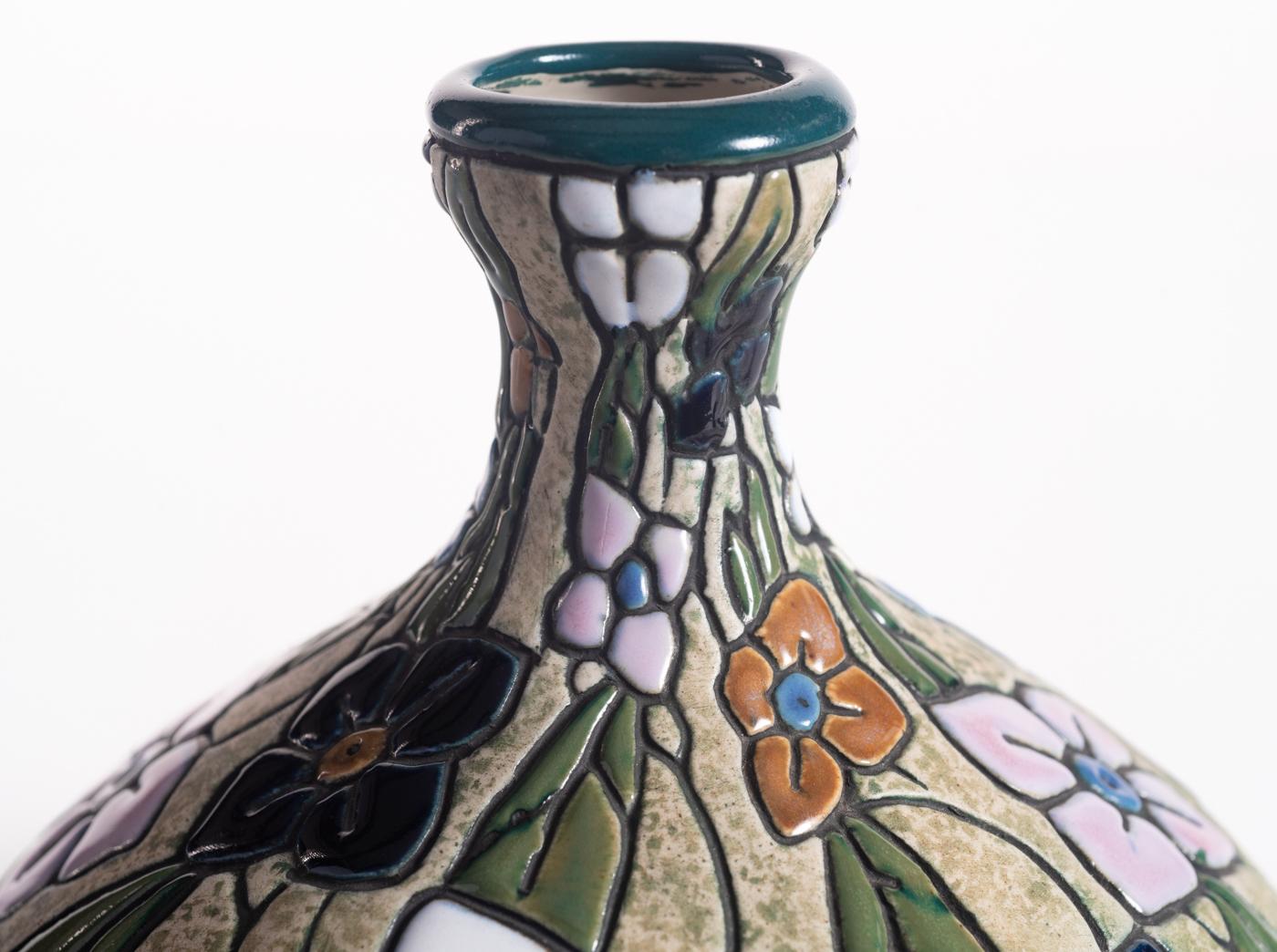 Cloisonné Flower Vase by Amphora, Art Nouveau c. 1910 For Sale 7