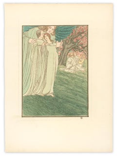 Illustrazione per Hésperus di Carlos Schwabe, acquarello fantasy simbolista, 1904