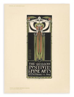 The Glasgow Institute of the Fine Arts, Art Nouveau stone lithograph, 1897