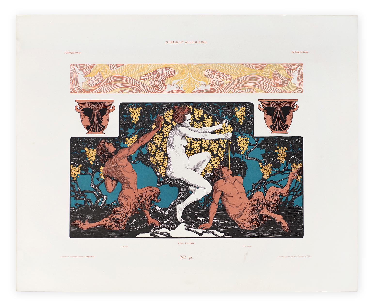 The Thirst, Plate 52 from Gerlach's Allegorien, Vienna Secession lithograph