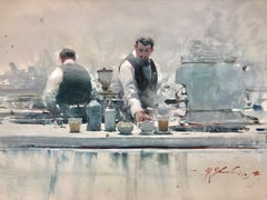Studio di barista - Joseph Zbukvic b. 1952 (Acquerello, Realista) 2020