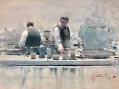 Baristas Study — Joseph Zbukvic b. 1952 (Watercolour, Realist) 2020