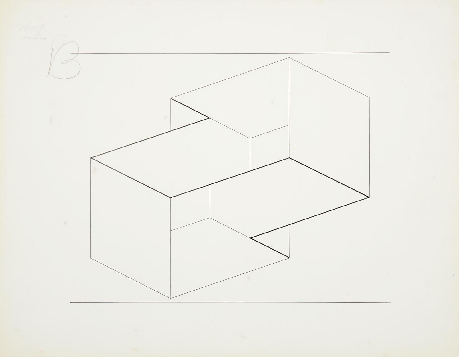 Abstract Drawing di Josef Albers - "Costellazione strutturale" - Astratto, Disegno, Geometrico, Nero, Bianco