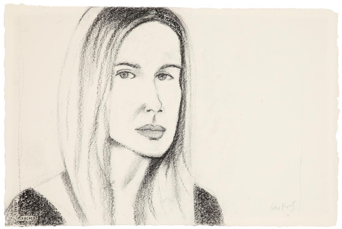 "Chris", charcoal, drawing, Katz, Portrait, cool - Art by Alex Katz
