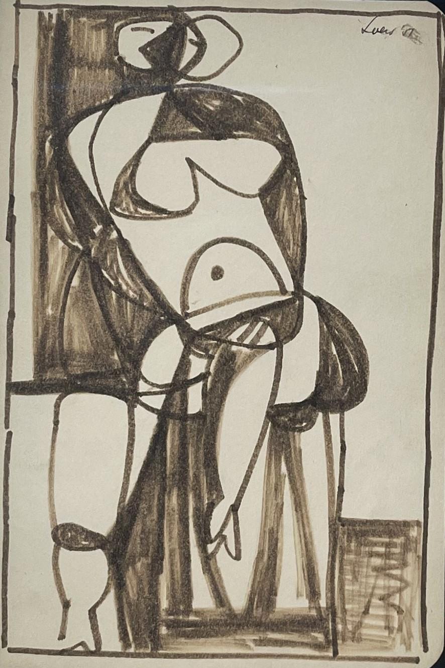 Michael Loew Abstract Drawing - Cubist Nude 52