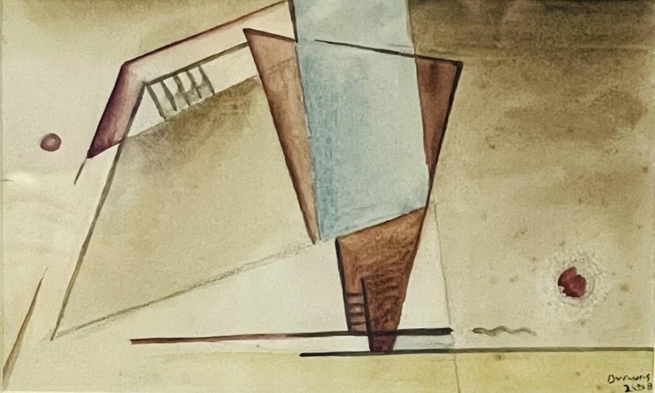 Werner Drewes Abstract Drawing - Construction with Vertical Center, A.4