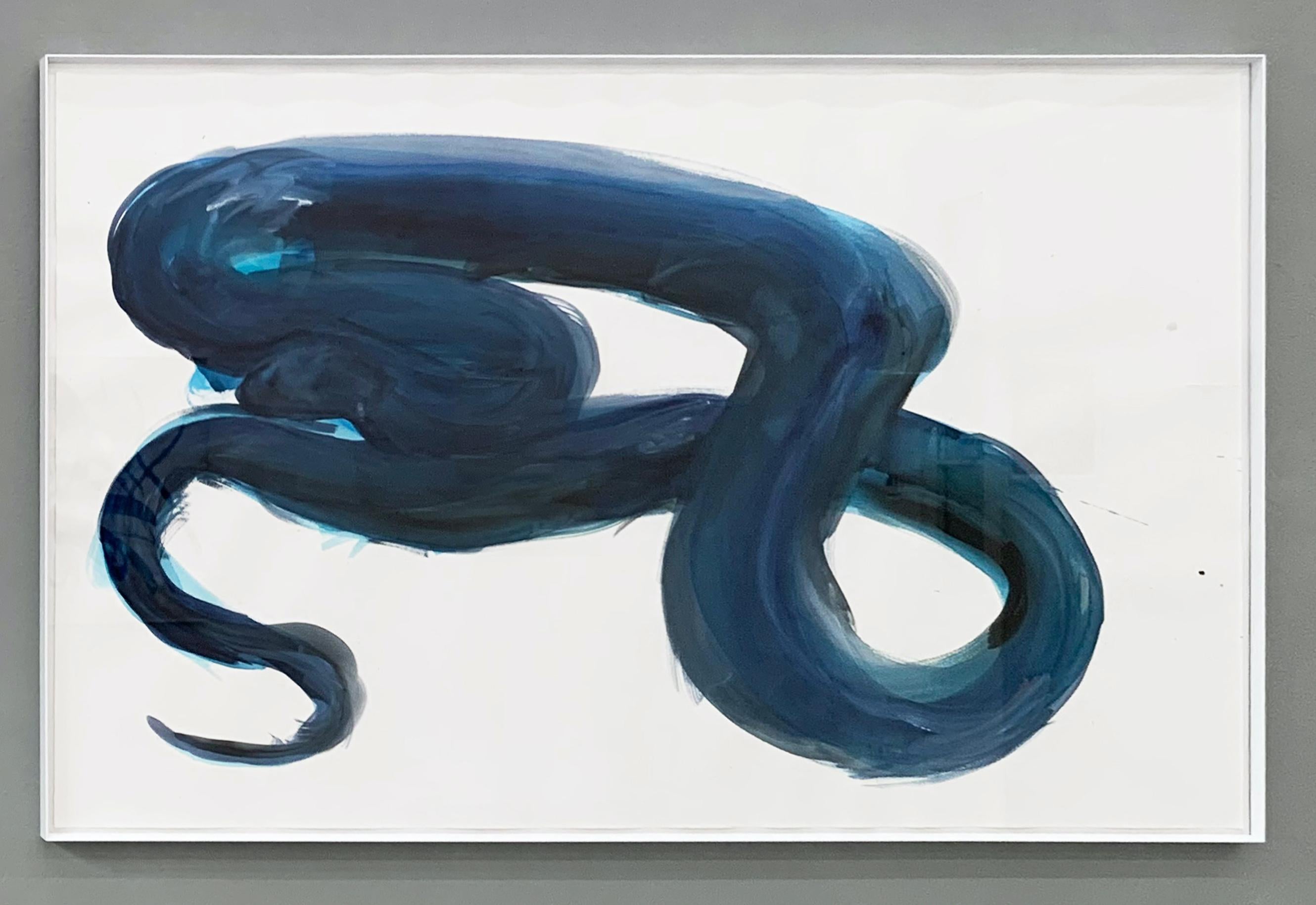 Snake VI - 21st Century Animal Drawings and Watercolors Blue Unique - Art by Tina Ribarits