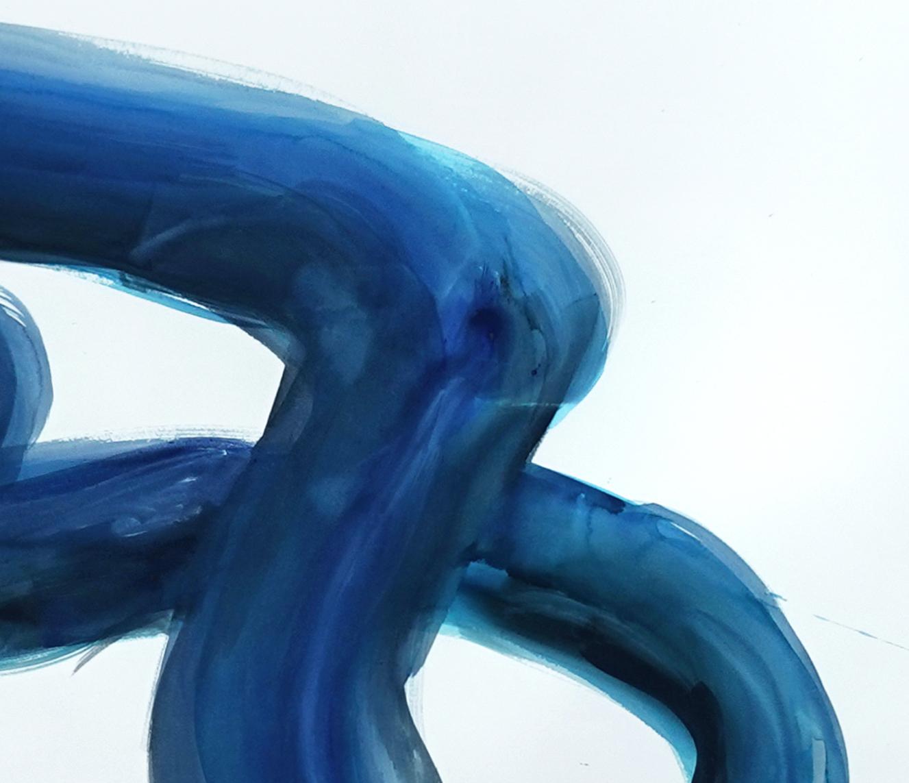Schlange VI - 21. Jahrhundert Tierzeichnungen und -aquarelle Blau Einzigartig im Angebot 2