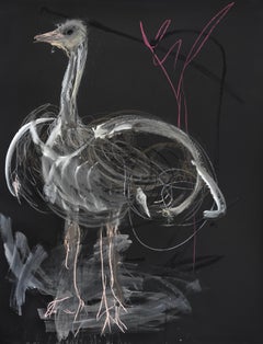 London Zoo Ostrich (digital) - Contemporary Animal Pastel Drawing
