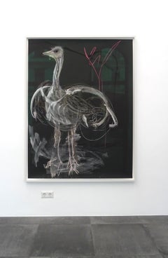 London Zoo Ostrich (digital) - Contemporary Animal Pastel Drawing