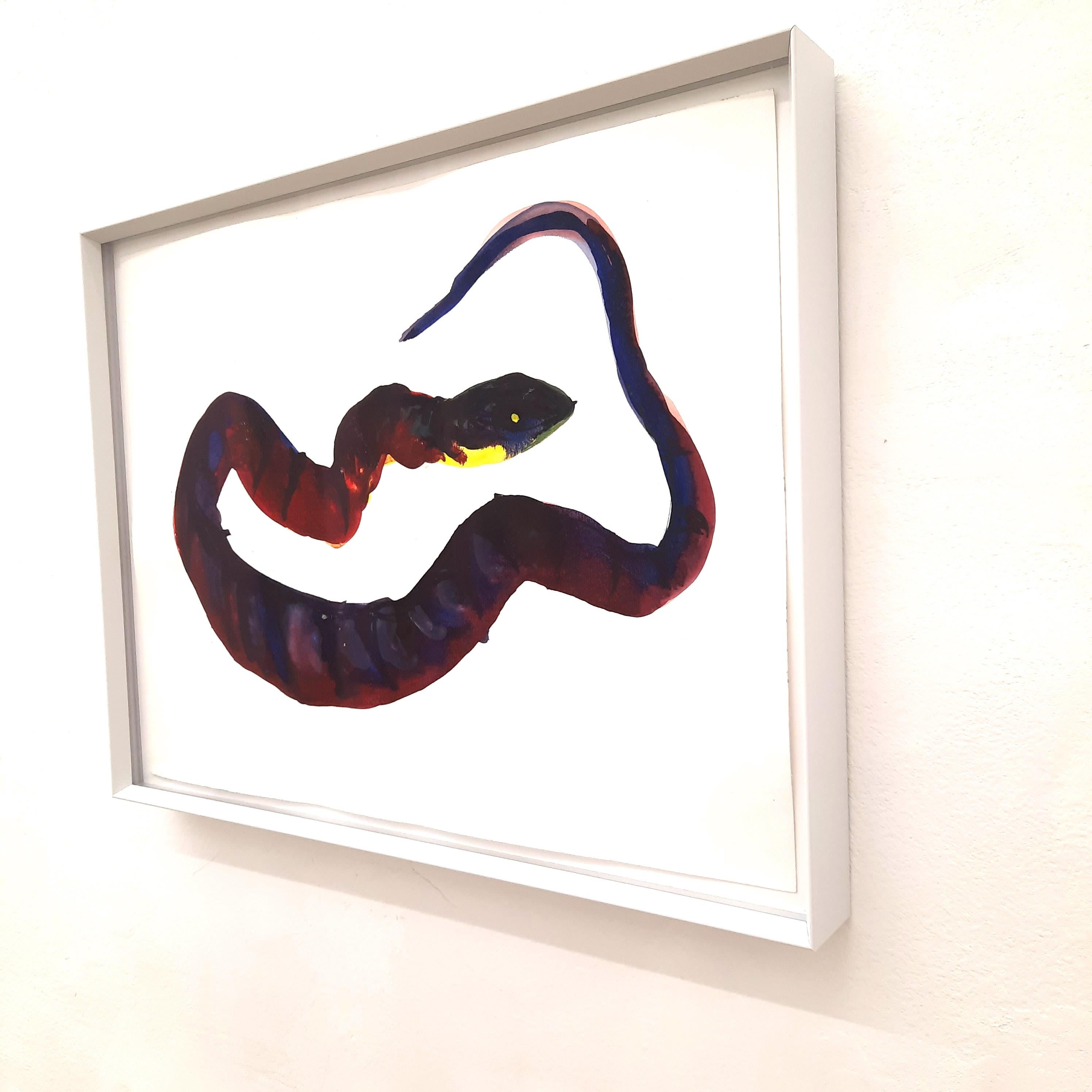 Snake II - 21st Century Animal Drawings and Watercolors Red Blue Unique 1