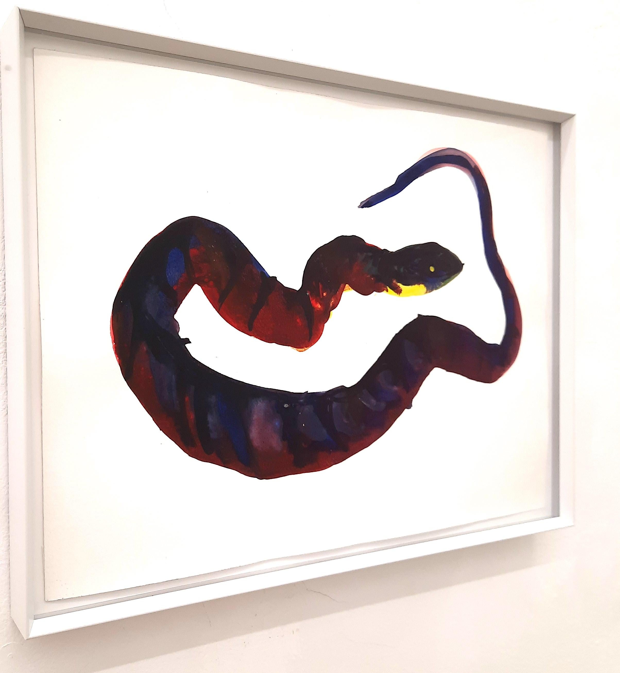 Snake II - 21st Century Animal Drawings and Watercolors Red Blue Unique 2