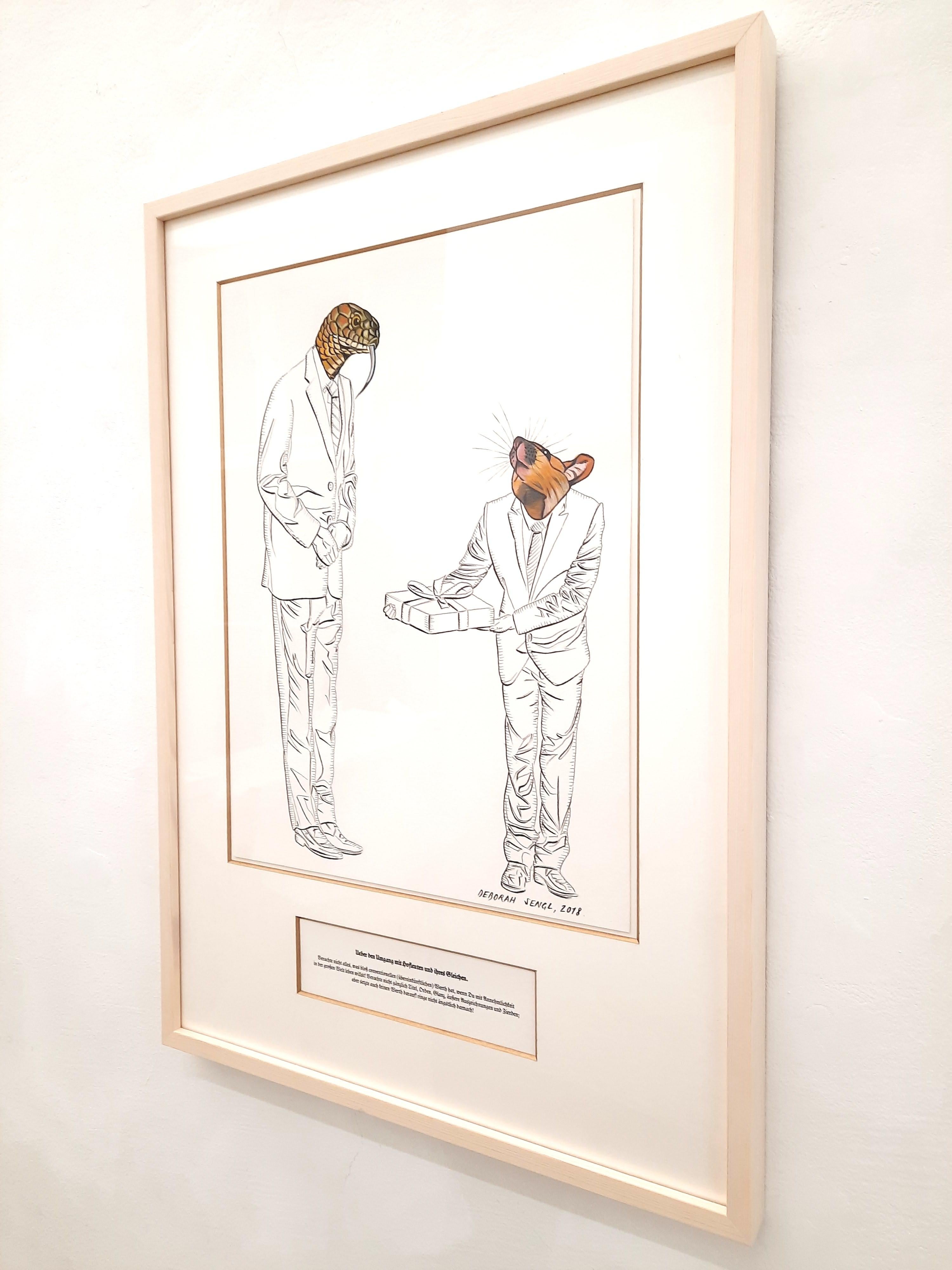 On Human Relations - Deborah Sengl 21st Century Animal Figurative Drawing Unique 3