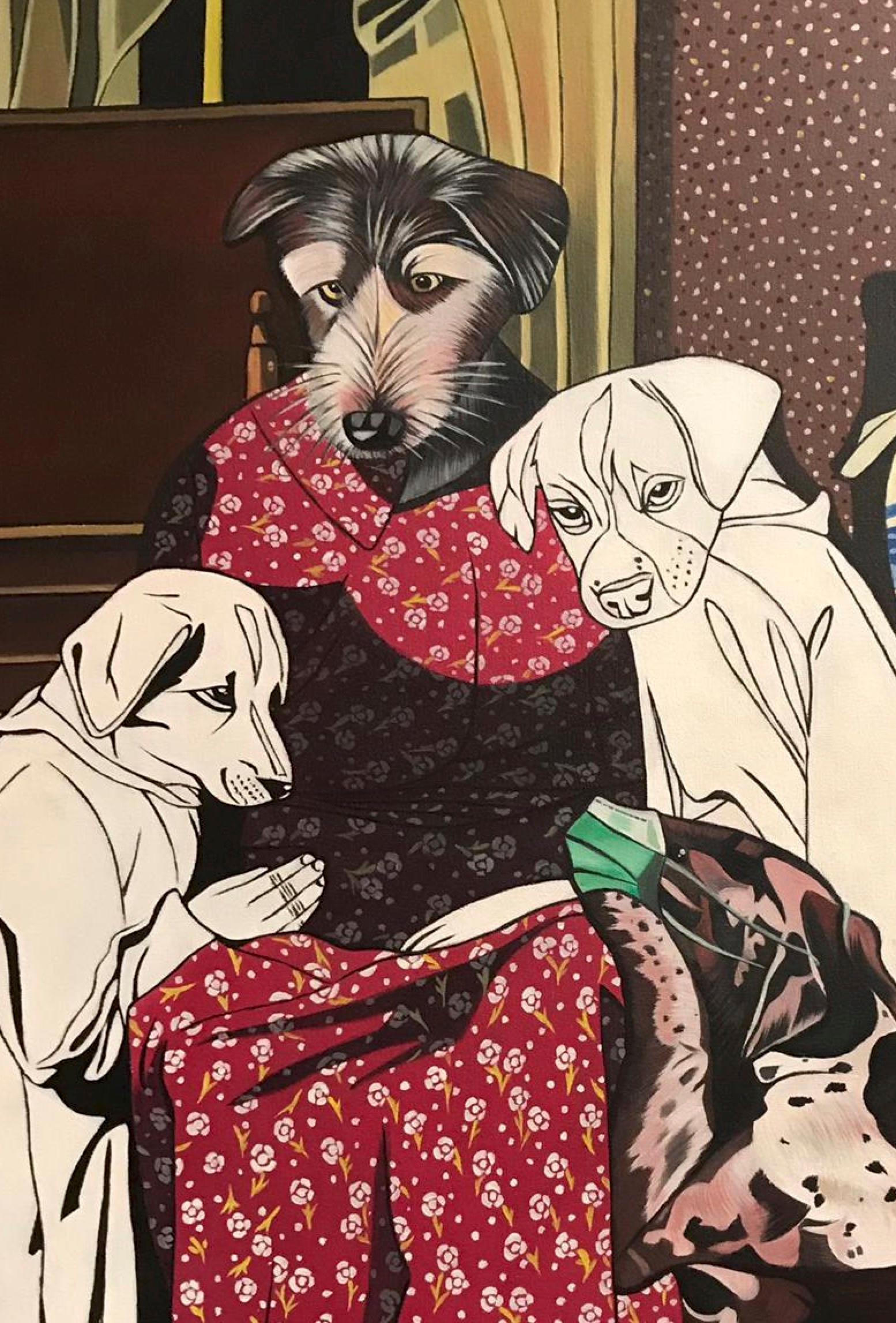 Coro(h)na - Deborah Sengl 21st Century Animal Figurative Painting Dog Unique 
