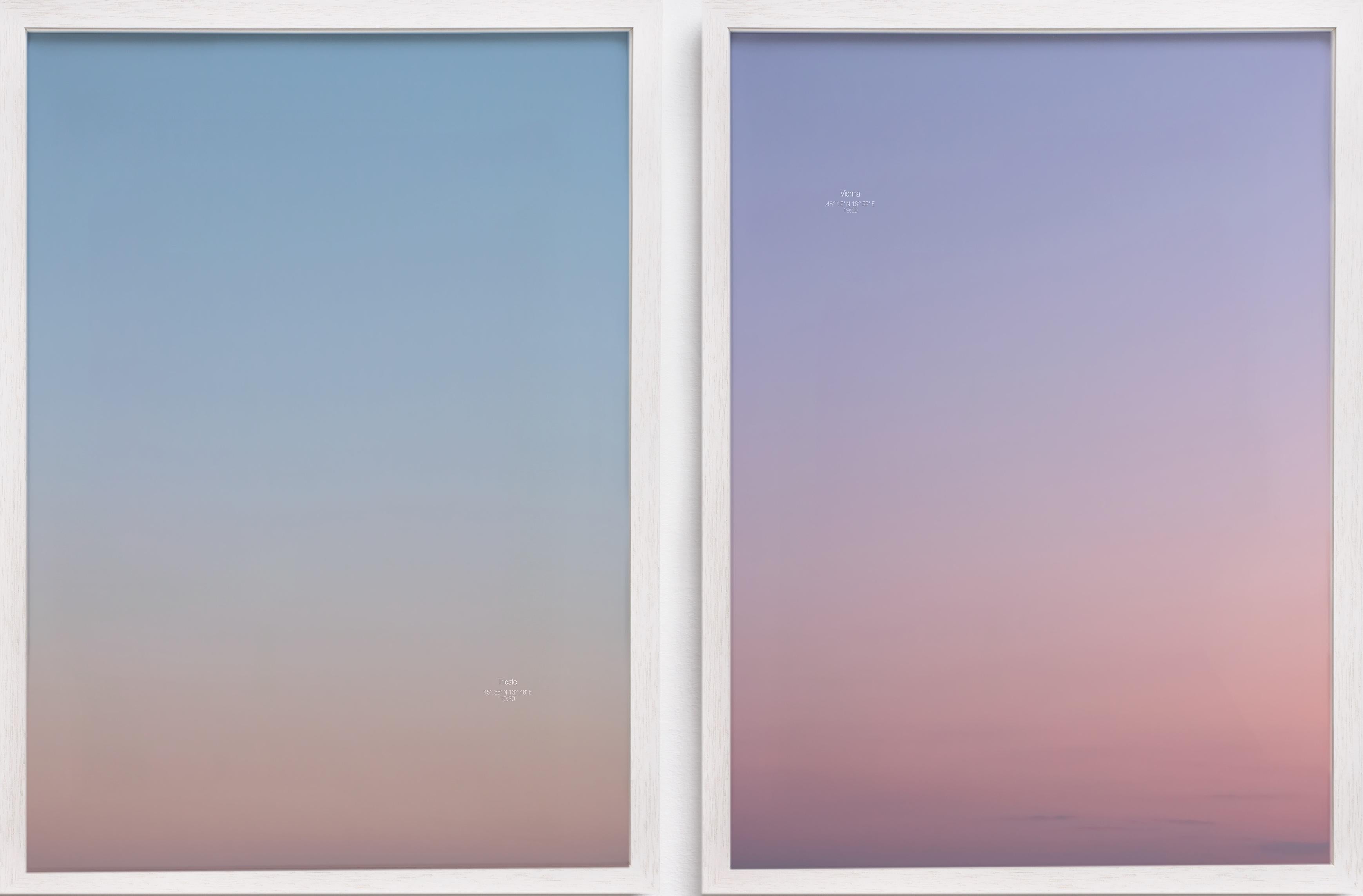 Ulrike Königshofer Landscape Photograph - On the Other Side - 21st Century Diptych Abstract Color Photography Edition Blue