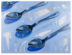 Spoonfuls - Oil Still Life of Spoons in Blue