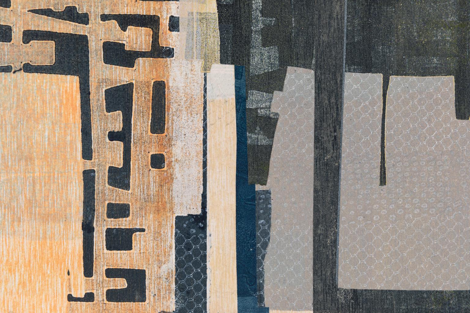 L'espace entre les trois - Beige Abstract Print par Roberta E. Laine