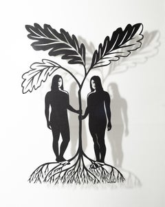 In Search Of - Paper-cut Figures Holding Leaf 