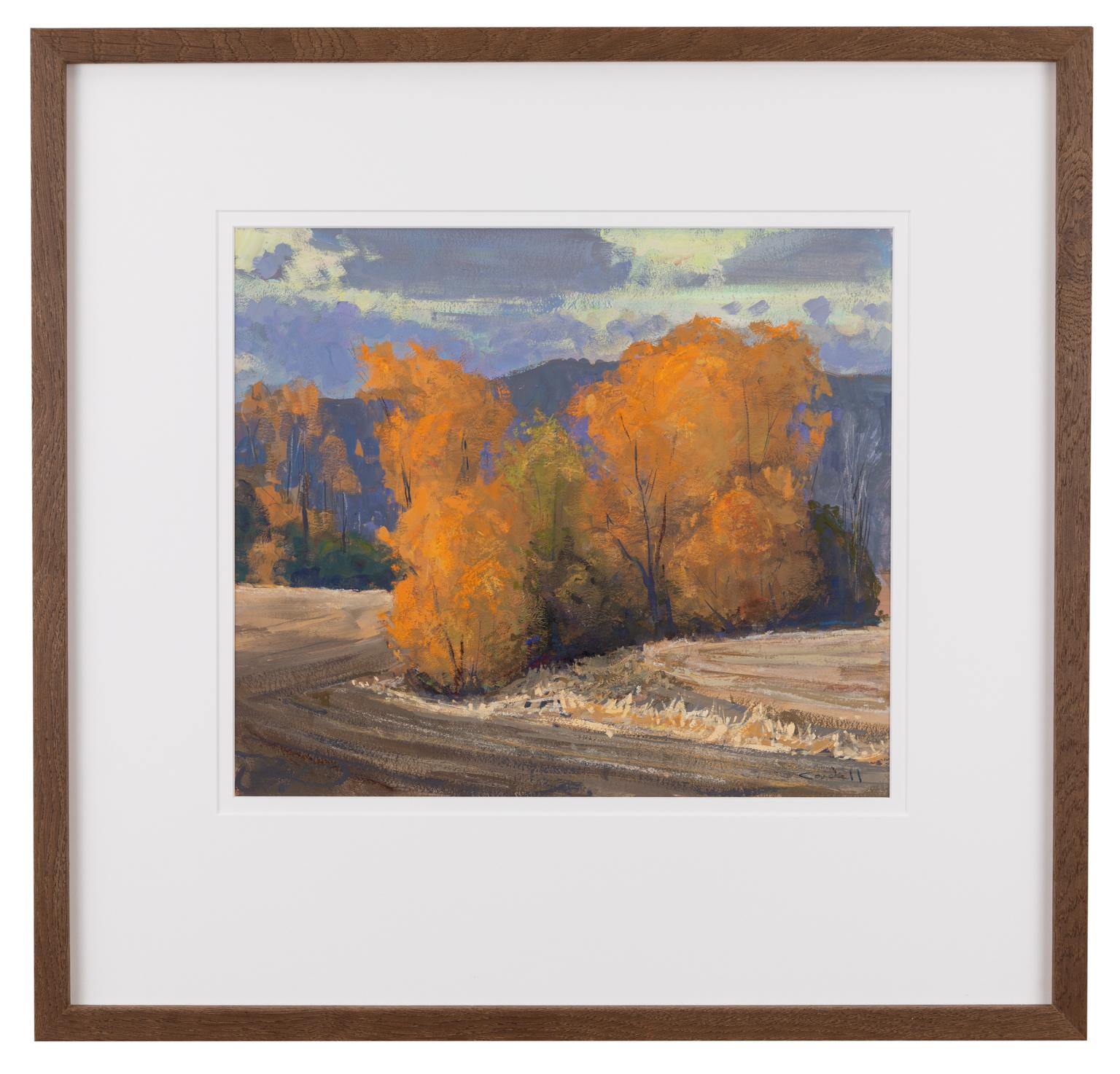 Couleurs d'automne - Peinture à la gouache en plein air - Paysage d'automne contemporain  - Painting de Aaron Cordell Johnson