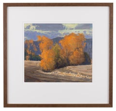 Fall Colors - Plein Air Gouache Fall Landscape Painting Contemporary