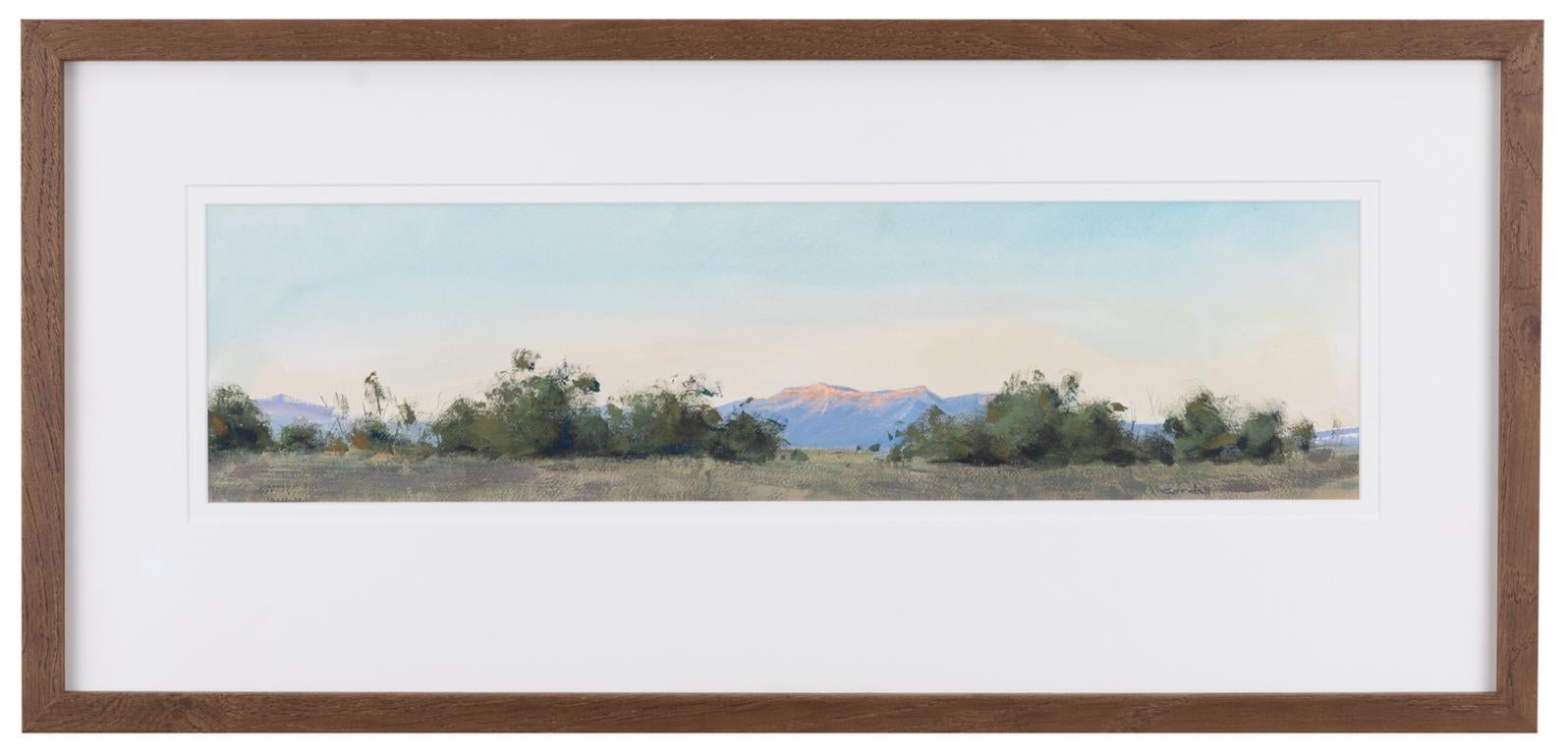 Morning Light - Peinture de paysage à la gouache en plein air contemporaine  - Gris Landscape Painting par Aaron Cordell Johnson