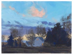 In for the Night - Plein Air Gouache Landscape Painting Contemporary 