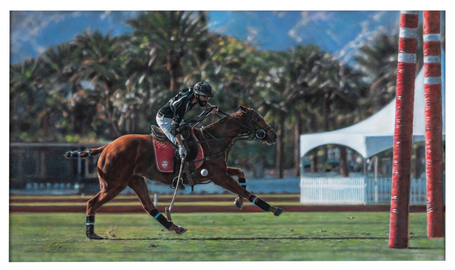 For The Win - Polo Pony Pastel Painting Equine Photorealism 